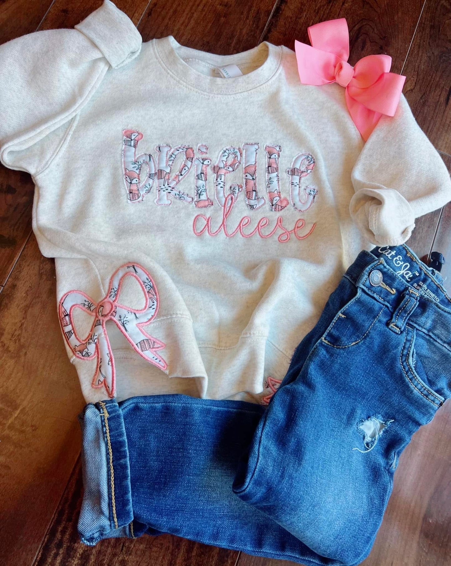 Girls personalized appliqué sweatshirt