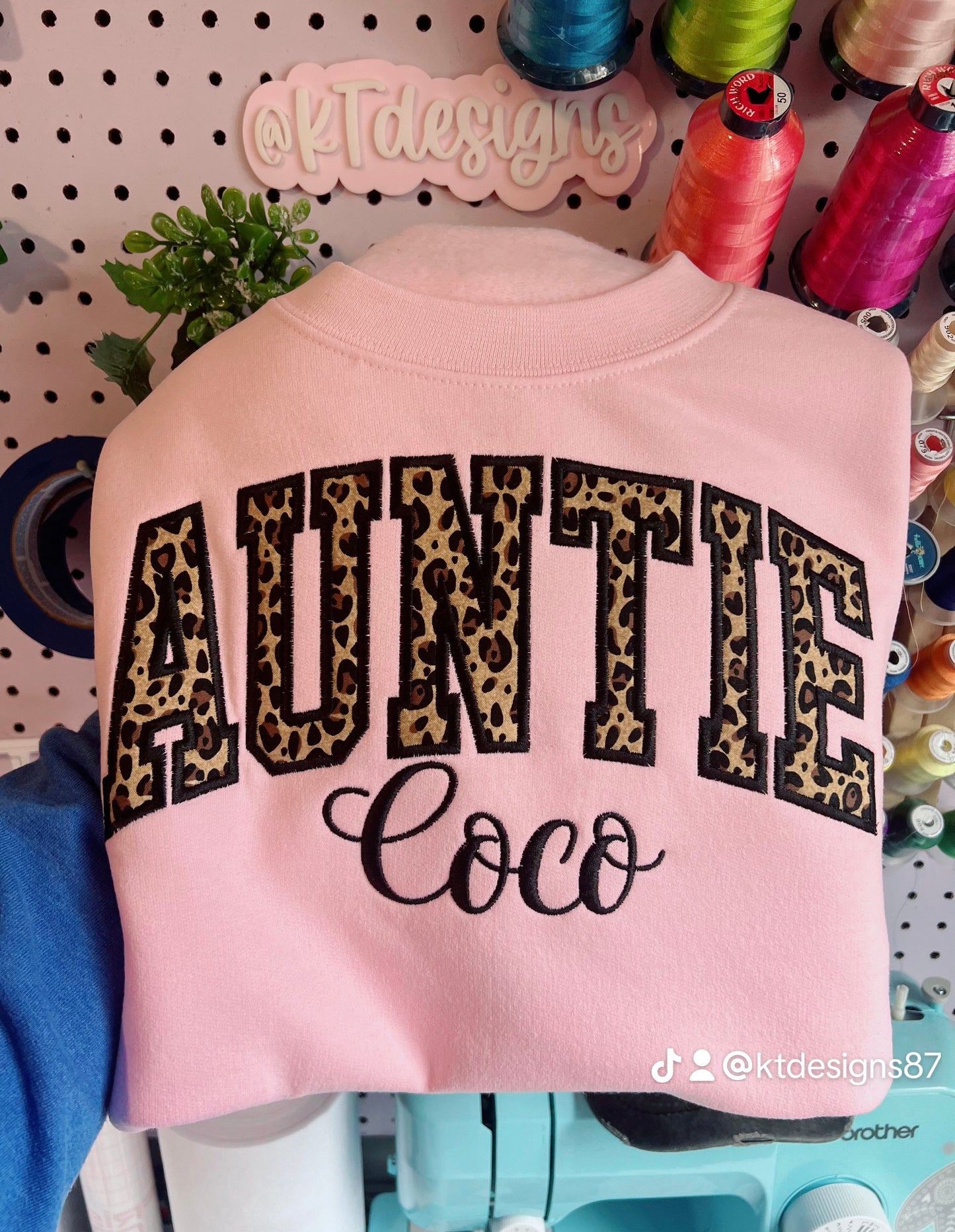 Custom Leopard and soft pink embroidery (read description)