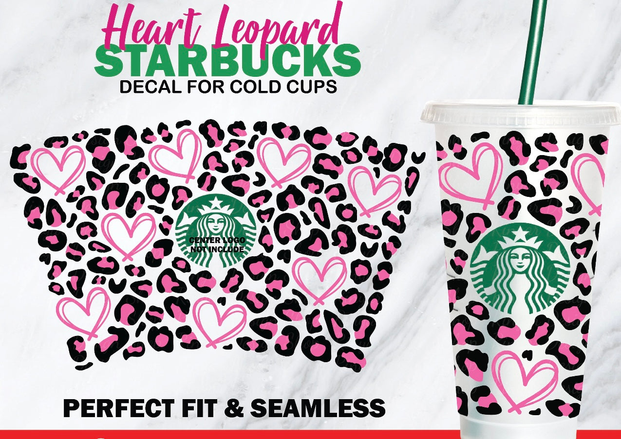 24oz Heart Leopard Cold Cup