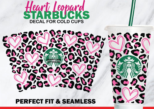 24oz Heart Leopard Cold Cup